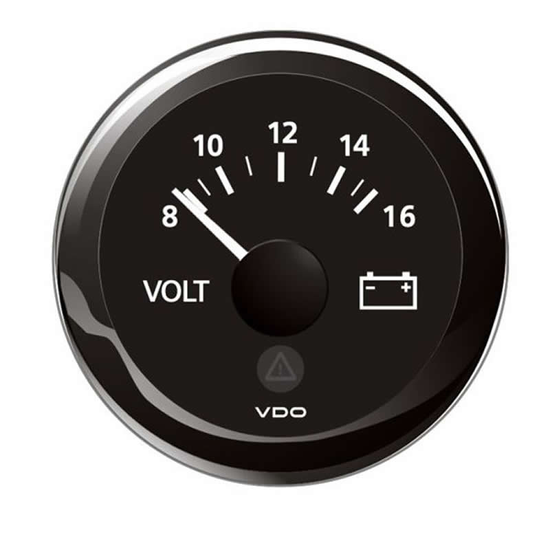 VDO ViewLine Voltmeter 8-16V Black 52 mm